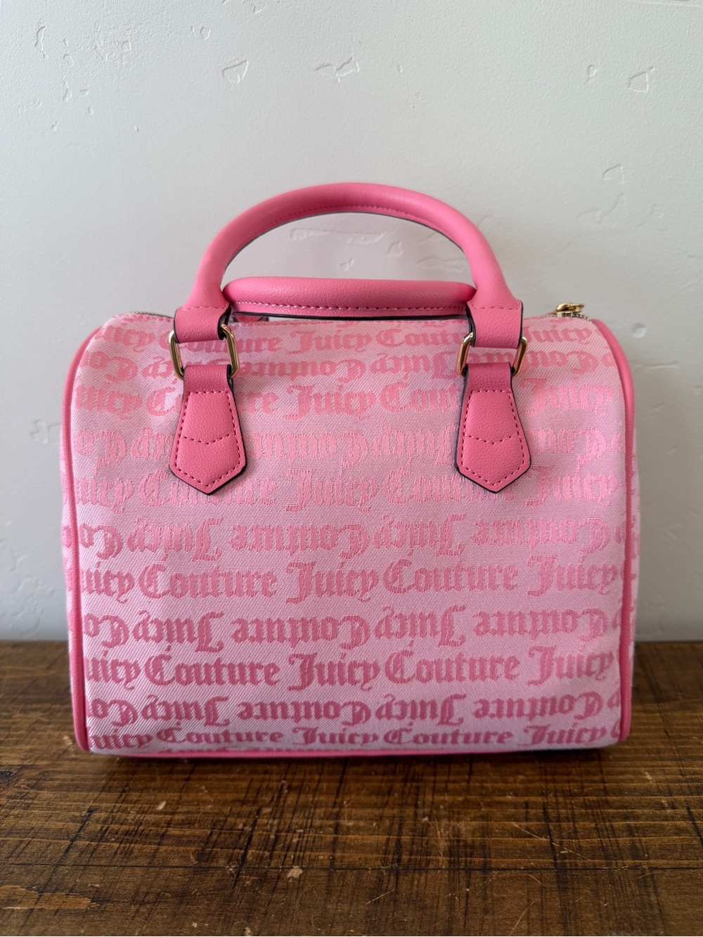 Juicy Couture Pink Monogram Speedy Handbag Double Satchel Missing Long Strap - Picture 4 of 16